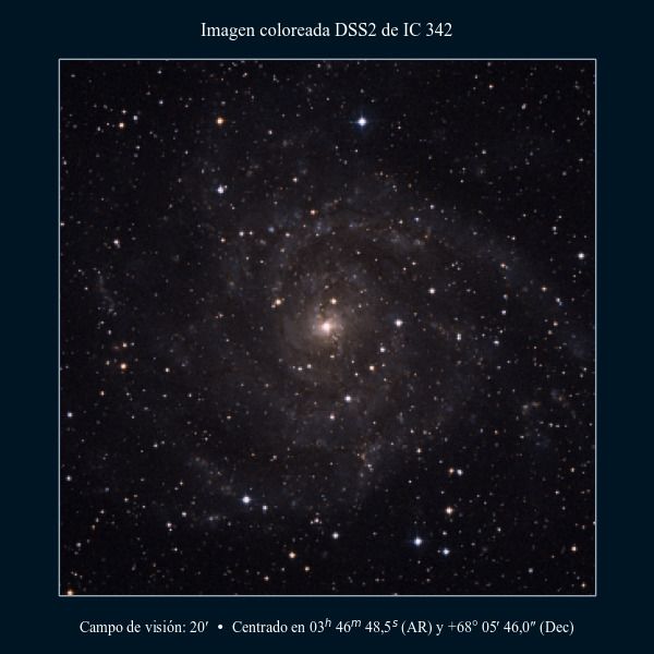 Imagen coloreada en DSS2 de la galaxia IC 342