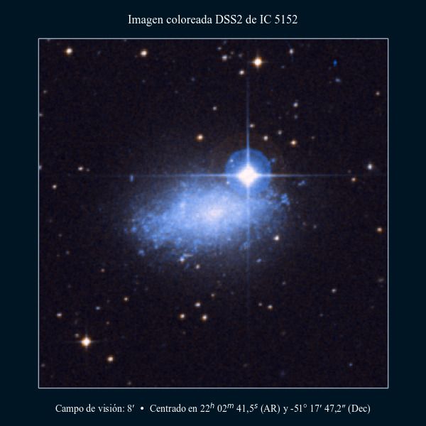 Imagen coloreada en DSS2 de la galaxia IC 5152