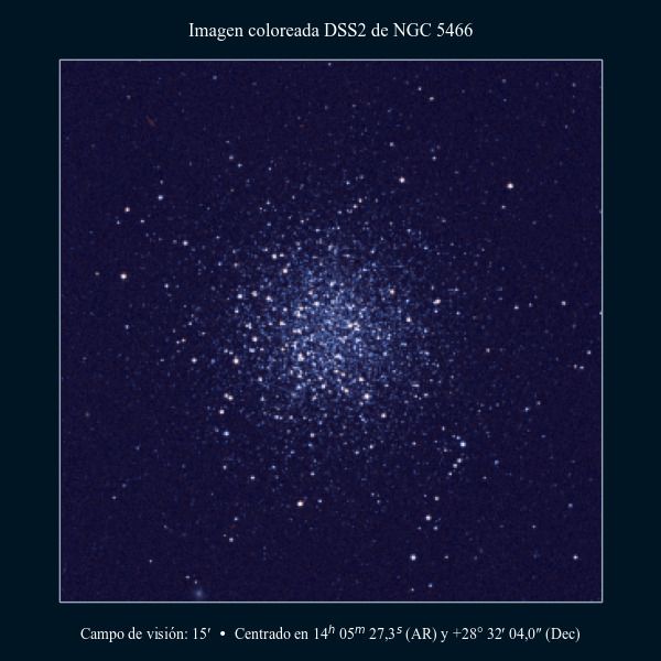 Imagen coloreada en DSS2 del cúmulo globular NGC 5466