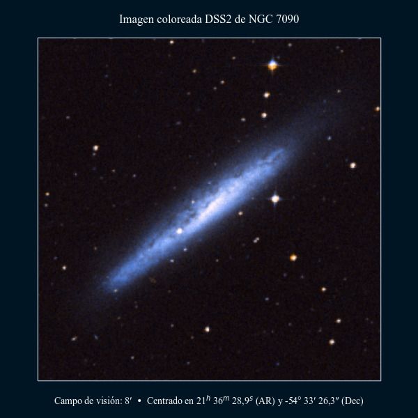 Imagen coloreada en DSS2 de la galaxia NGC 7090