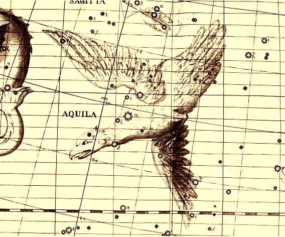 Lámina antigua de la constelación del Águila