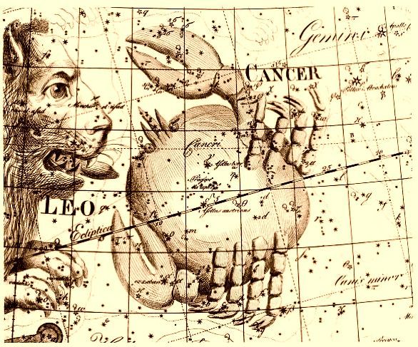 Lámina antigua de la constelación del Cangrejo