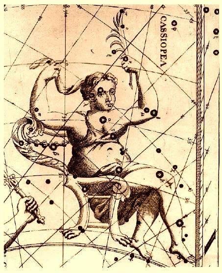 Lámina antigua de la constelación de Casiopea