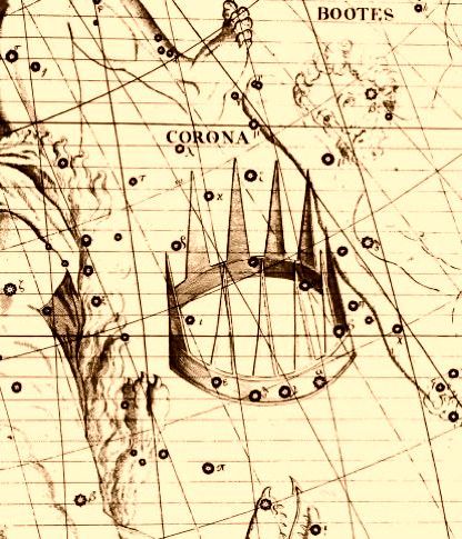 Lámina antigua de la constelación de la Corona Boreal