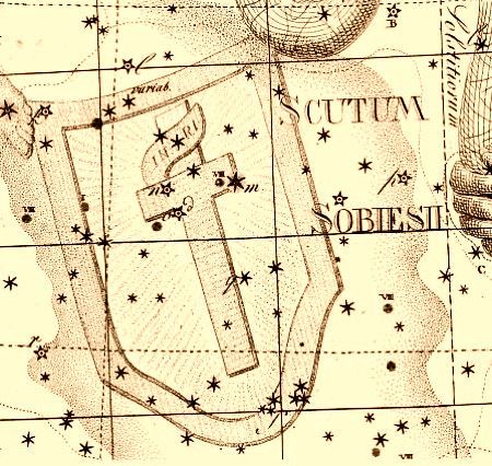 Lámina antigua de la constelación del Escudo