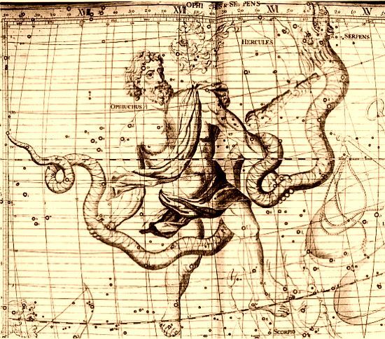 Lámina antigua de la constelación de la Serpiente