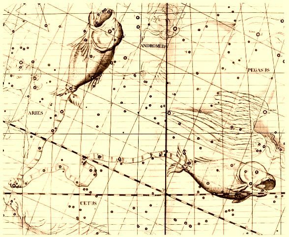 Lámina antigua de la constelación de los Peces