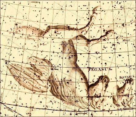 Lámina antigua de la constelación de Pegaso