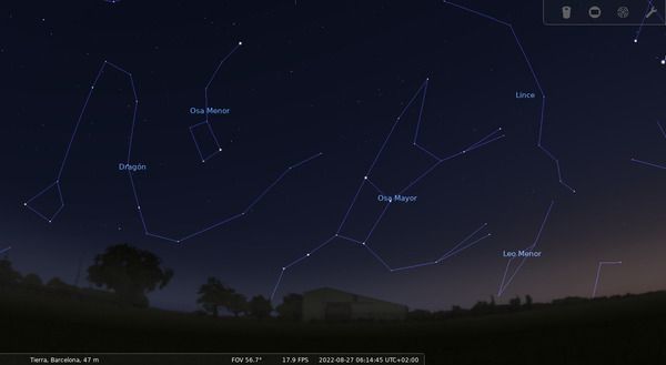 Interfaz del programa Stellarium