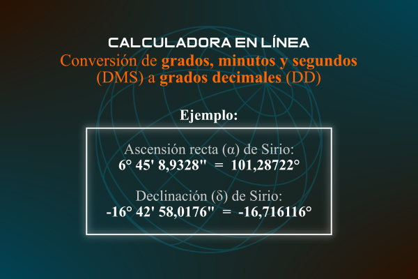 Conversión de grados, minutos y segundos a grados decimales.