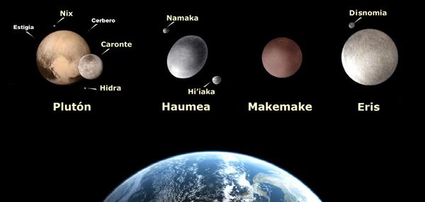 Los cuatro plutoides del sistema solar