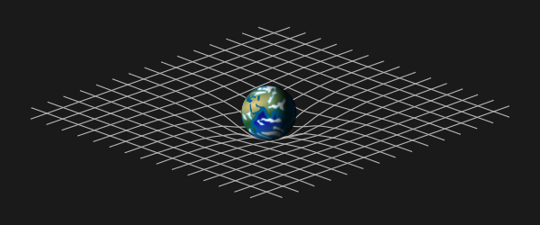 Deformación del espacio-tiempo provocada por una masa planetaria